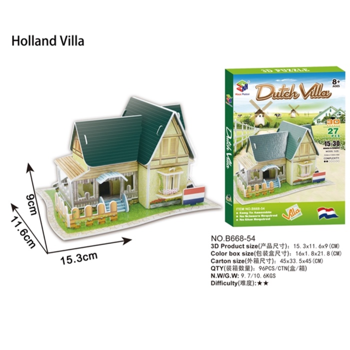 Puzzle 3D Anak - DUTCH Puzzle - Kado Anak DIY - Pazel Anak - Puzzle Negara Belanda - Pajangan Rumah