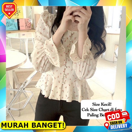 Zaza_Fashion Blouse Wanita Terbaru Korea / Baju Atasan Wanita Terbaru Korean Style Narina Top [Bunga