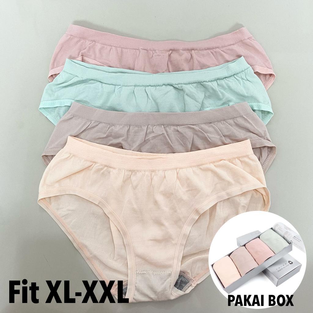 LINGERIEMASTER - (C-22) [Set Kotak 4pcs] TERMURAH Celana dalam antibakteri graphene wanita Pakaian Dalam CD Seamless BISA COD-C-22 XL-XXL WITH BOX