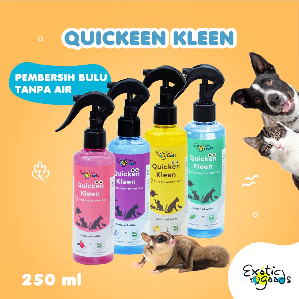 EXOTICGOODS QUICKEN KLEEN 250 ml SPRAY PEMBERSIH BULU SPRAY PEMBERSIH BULU ANJING SPRAY PEMBERSIH BULU KUCING