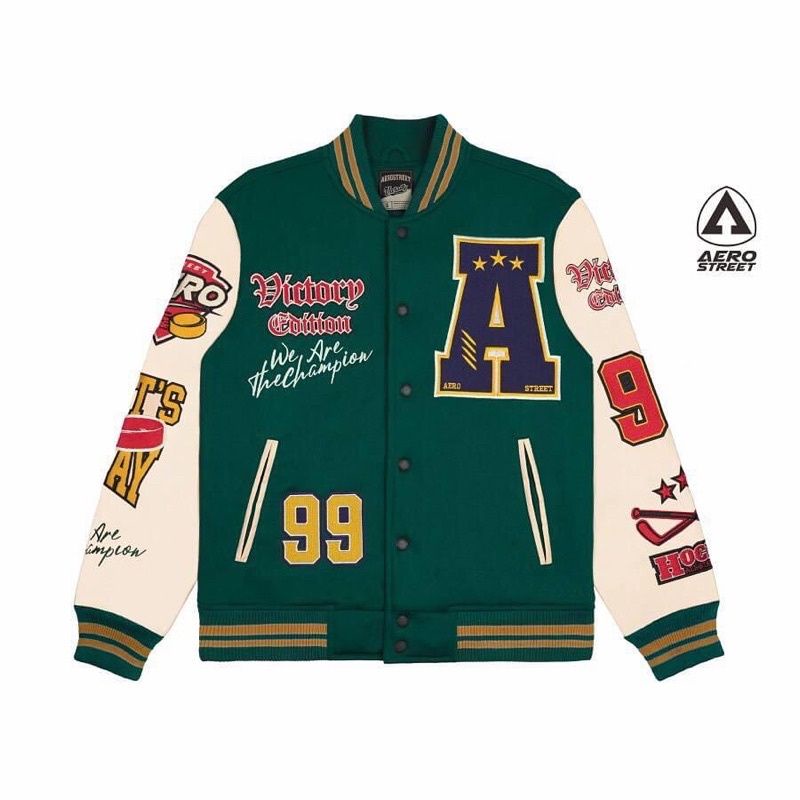 AEROSTREET VARSITY BATCH 2 JAKET VARSITY HIJAU AEROSTREET VARSITY MURAH ORIGINAL