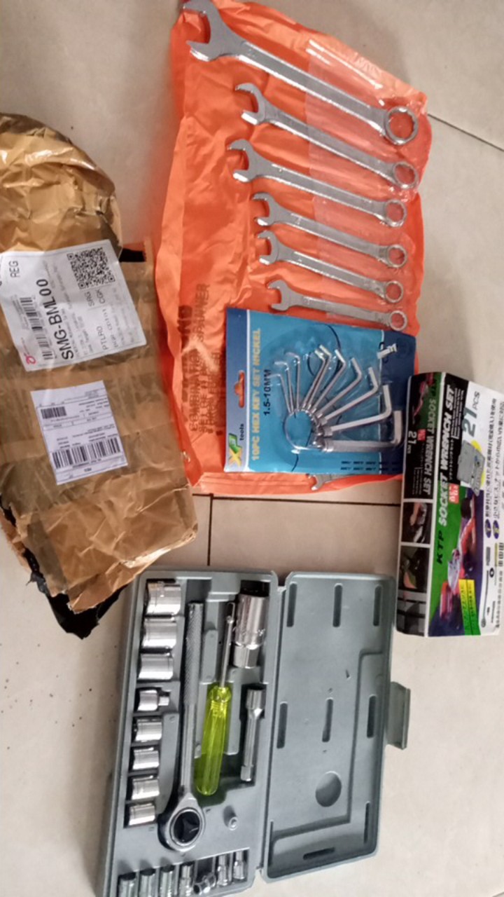 Kunci Bengkel Paket - Sok Set 21 Pcs + Ring Pas Set Kunci L Set Bonus