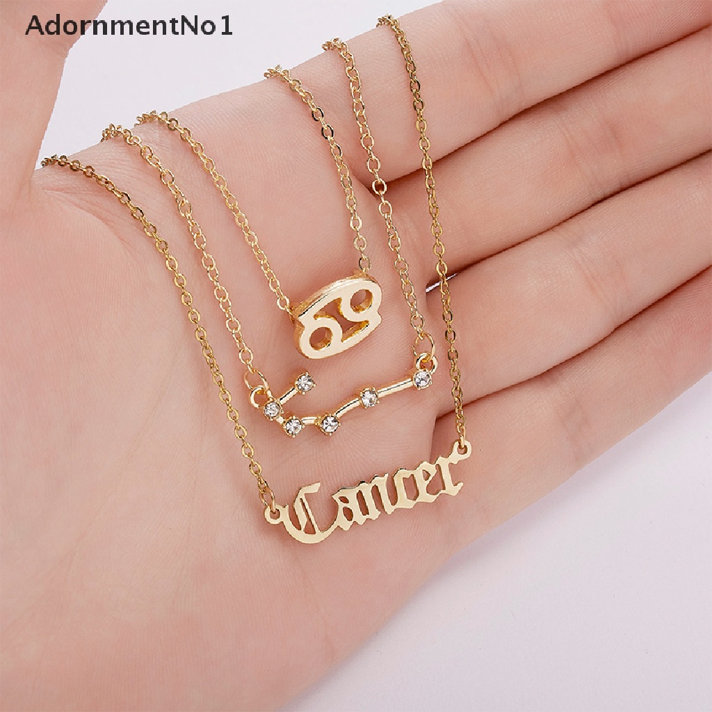 (AdornmentNo1) 3pcs / Set Kalung Rantai Liontin 12 Zodiak Bintang Bahan Kardus Untuk Wanita