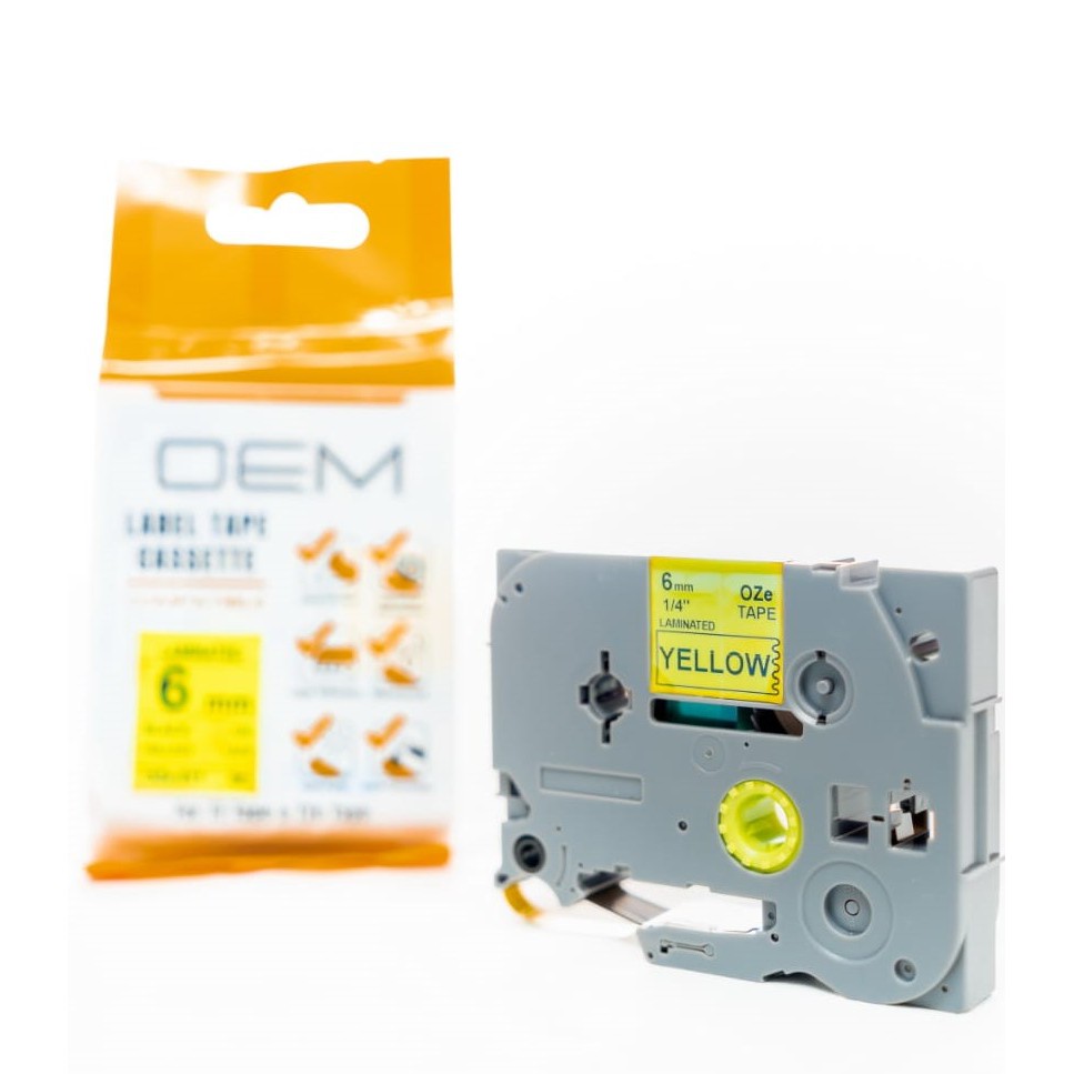 OZe-611 OEM LABEL TAPE BROTHER 6mm Black On Yellow