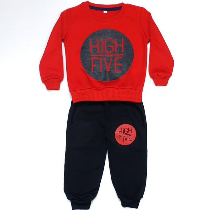 Setelan Anak Perempuan - Setelan Sweater Baju Anak Perempuan Lucu High Five Set Umur 1-7 Tahun -