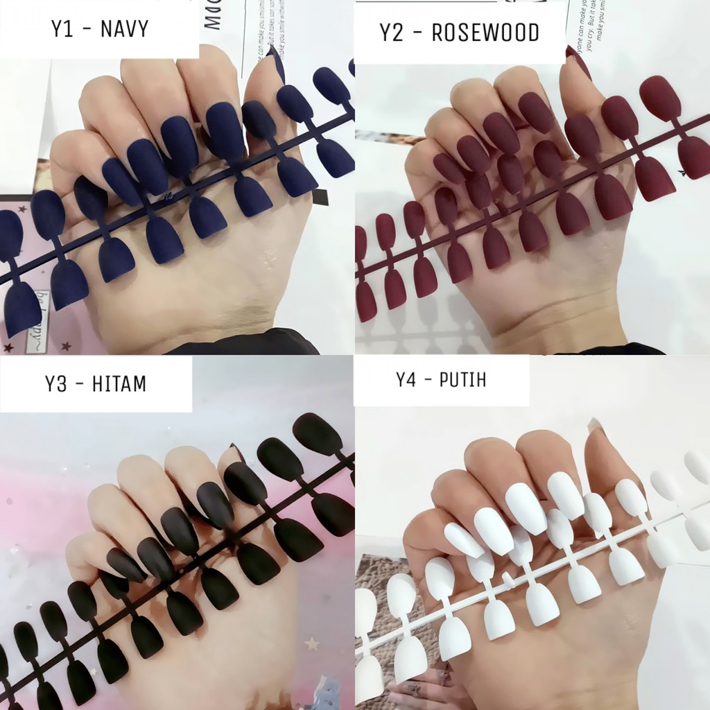 KUKU PALSU FAKE NAILS MATTE COFFIN BALERINA STYLE  24 pcs Y SERIES