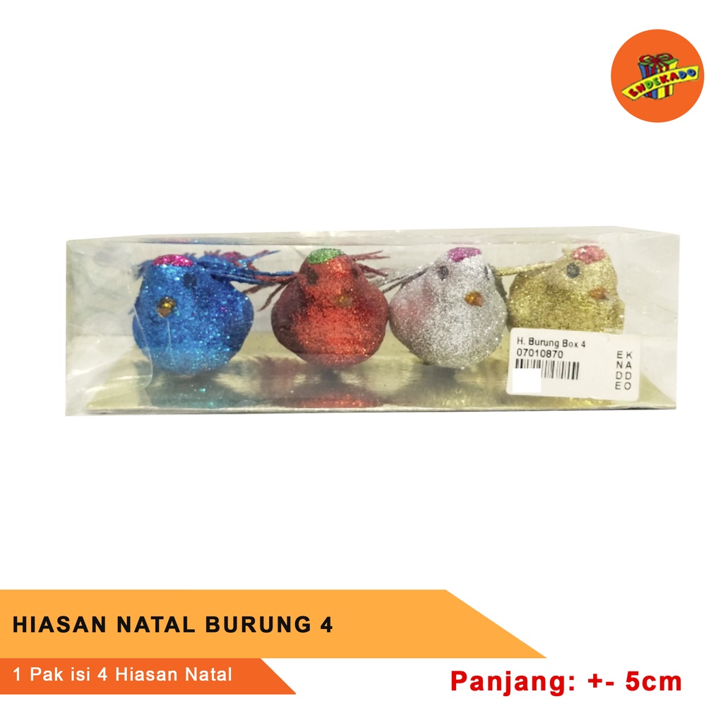 HIASAN NATAL BURUNG 4PC DISKON 20% - Hiasan Natal