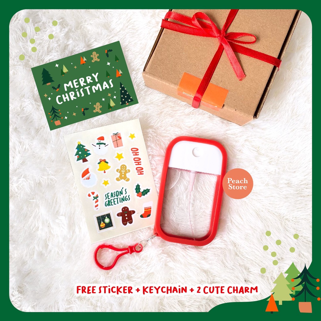 Original HAND SANITIZER GANTUNG KOTAK HAND SANITIZER POCKET SPRAY STICKER KEYCHAIN SILICONE CASE