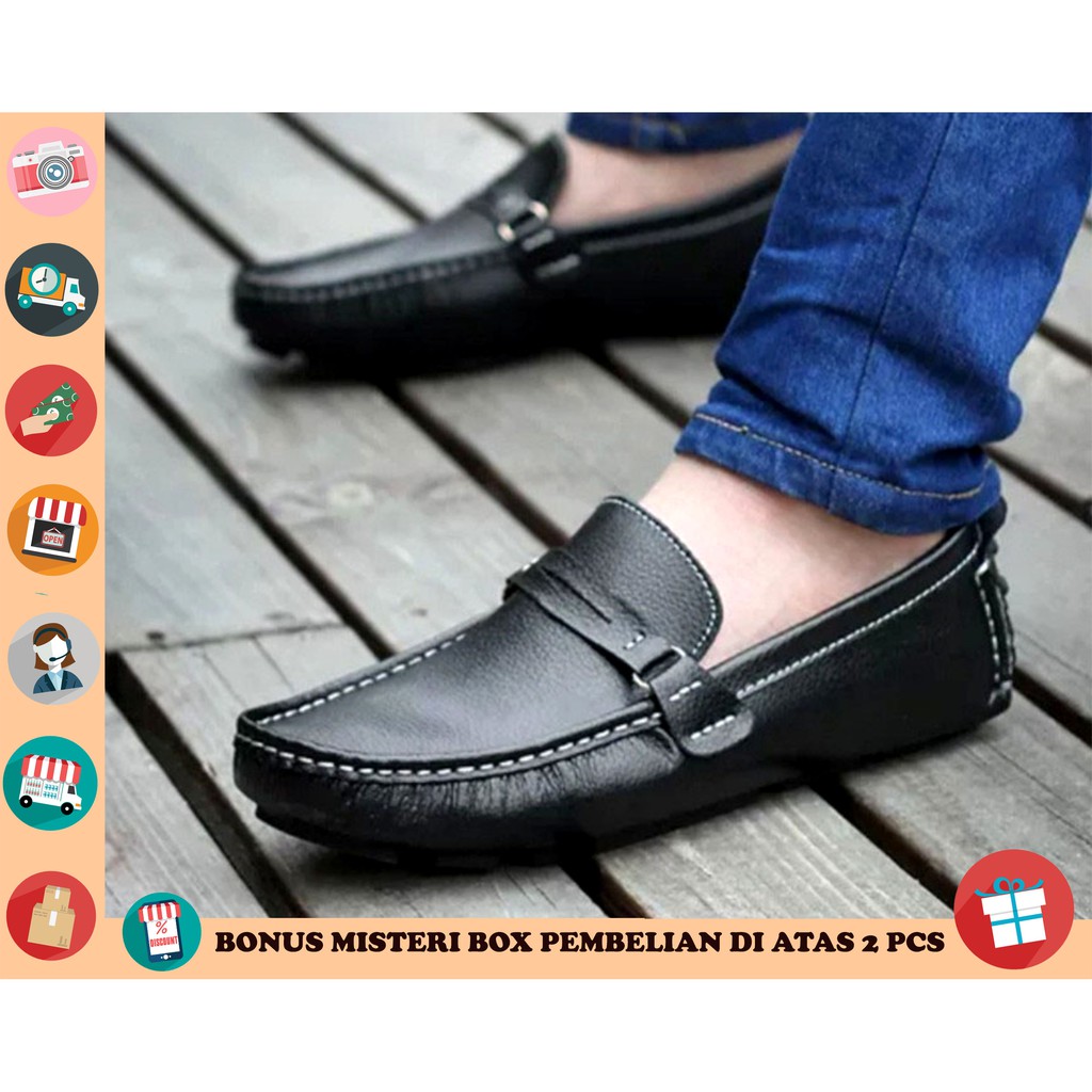 COD - SEPATU PANTOFEL PRIA KULIT ASLI
