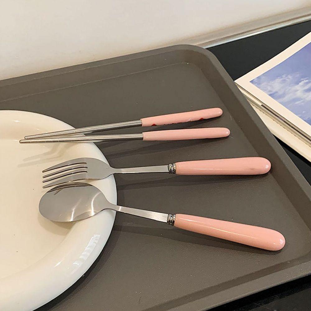 Populer Sendok Garpu Set Travel Lucu Strawberry Alat Makan Stainless Steel