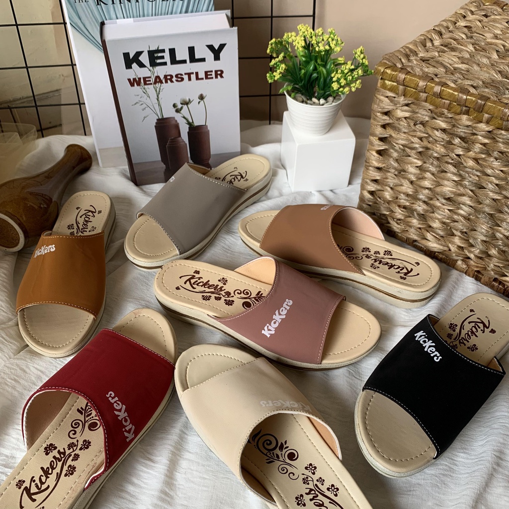 sandal SLOP1 6 SENDAL WANITA cewek terlaris TERMURAH kampus kece populer trandy Sendal Wedges Wanita hak 5 cm Sandal Ibu Sandal Pesta Sandal Kondangan Wedges Wanita Sandal Selop / Slop Hak Tinggi Casual Murah