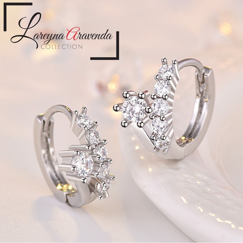 Anting Wanita Titanium Model Spiral Kristal Crystal Zirconia AT080