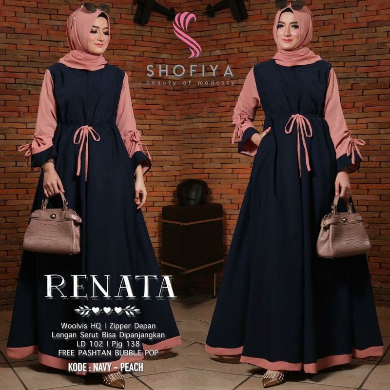 Baju gamis wanita terbaru gamis Dewasa kekinian modern 2021 wanita dress Renata maxy