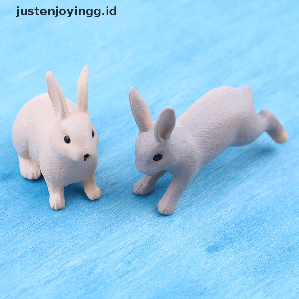 // justenjoyingg.id // 2/4pcs Rabbit Ornaments Miniature Figurine Micro Landscape Terrarium Fairy Decor ~