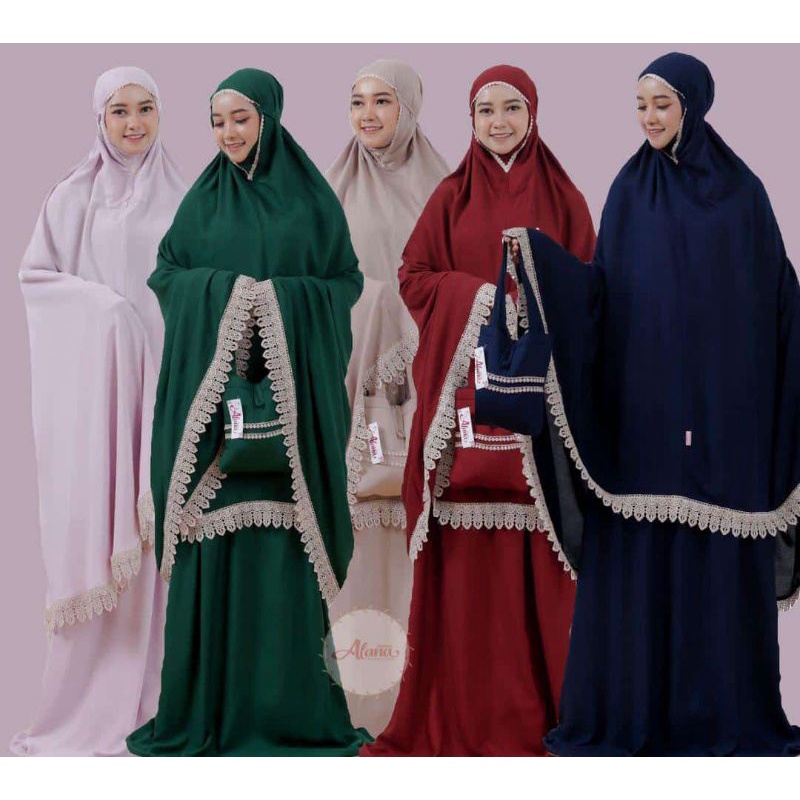 Mukena dewasa super jumbo premium polos renda rukuh santung  mukenah bali