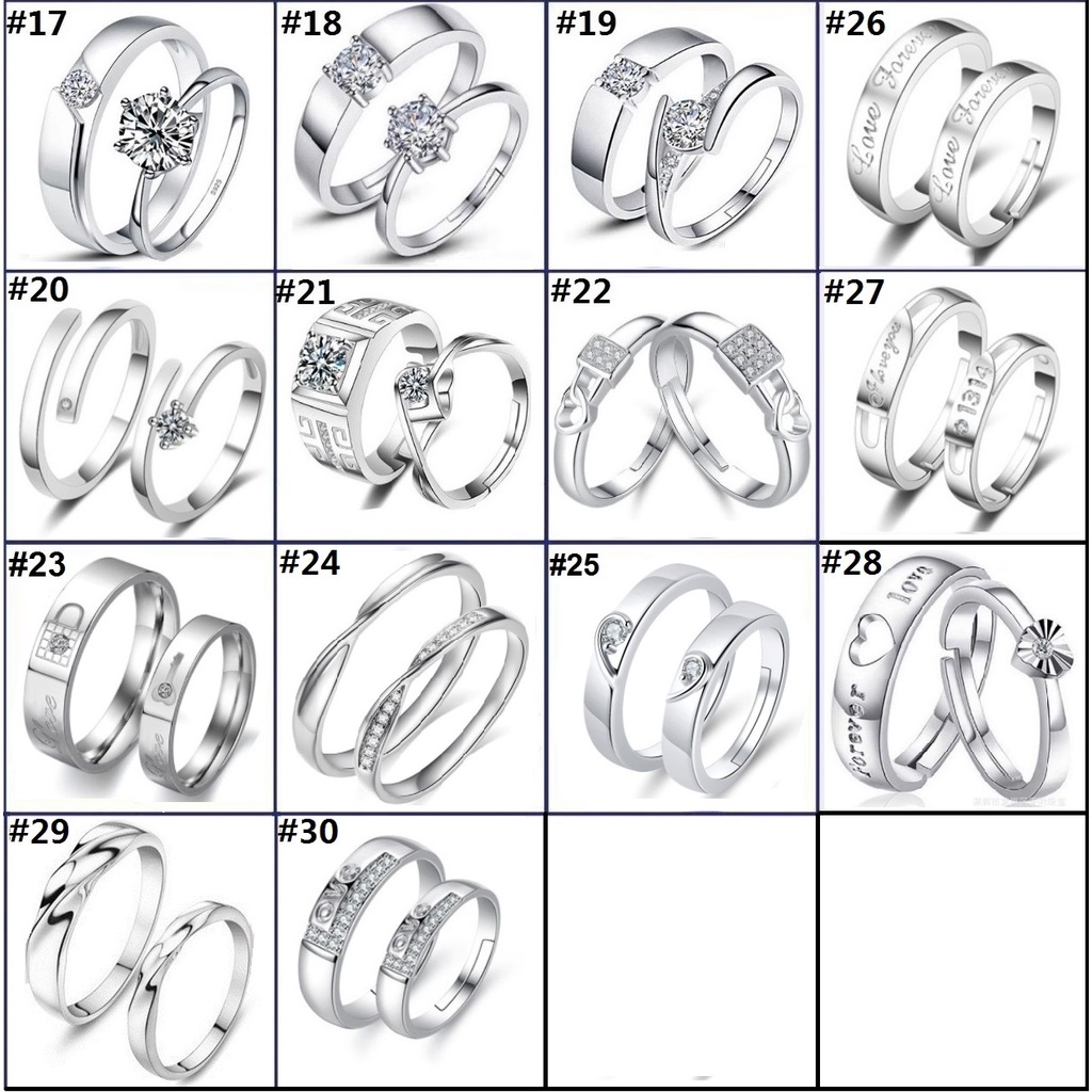 Cincin Couple Anti Karat 02 S925 Wanita Lamaran Tunangan Kawin Korea Fashion Sterling Silver Plated