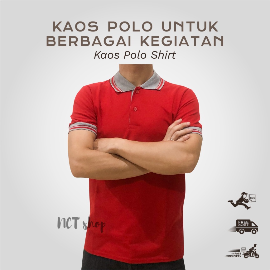 Atasan Kaos Polo T Shirt Pria Kemeja Kerah Kombinasi Abu Fashion Cowok Termurah By Nctshop PART 2