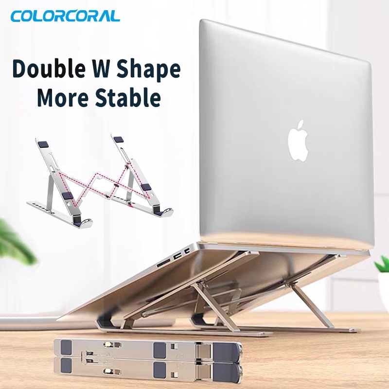 ColorCoral Stand Holder Laptop Aluminum Portable Adjustable Foldable Desktop Ventilated Cooling Holder for Laptop