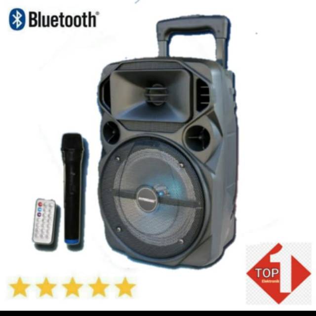 Speaker Portable 8 inch Hyperbass HB-Q8AK, Bonus Mic wirelees