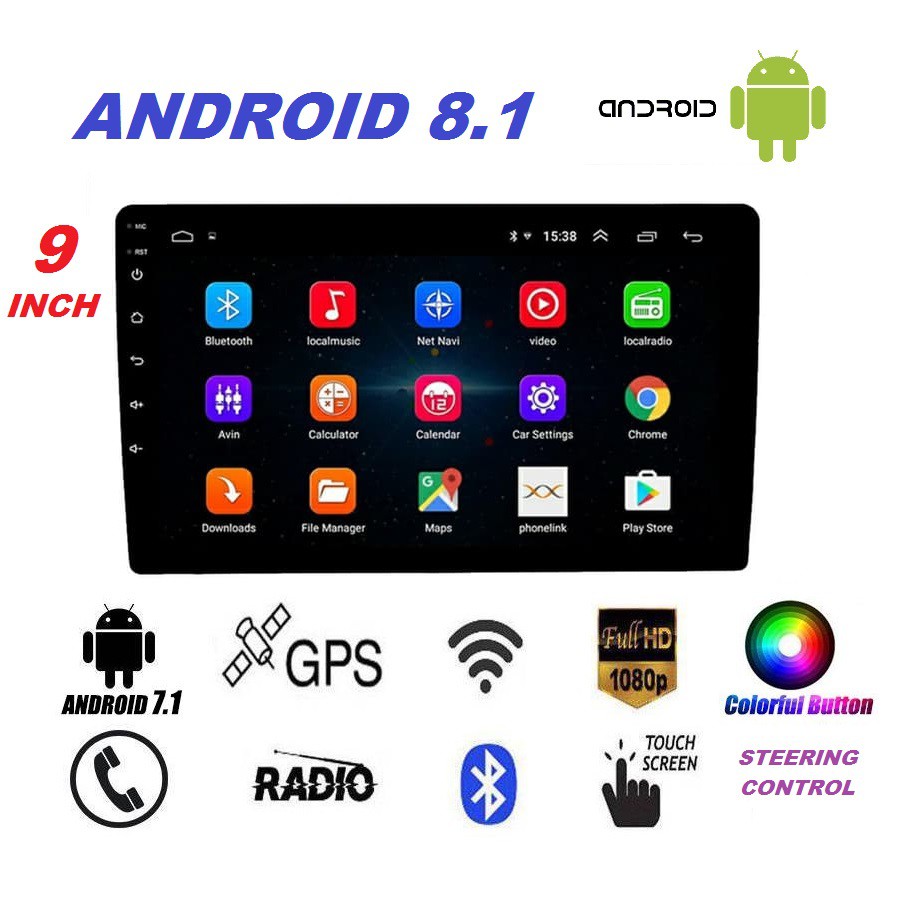 Head Unit 8803 Android 9 inch ram 2G+32GB Double Din GPS Wifi Bluetooth