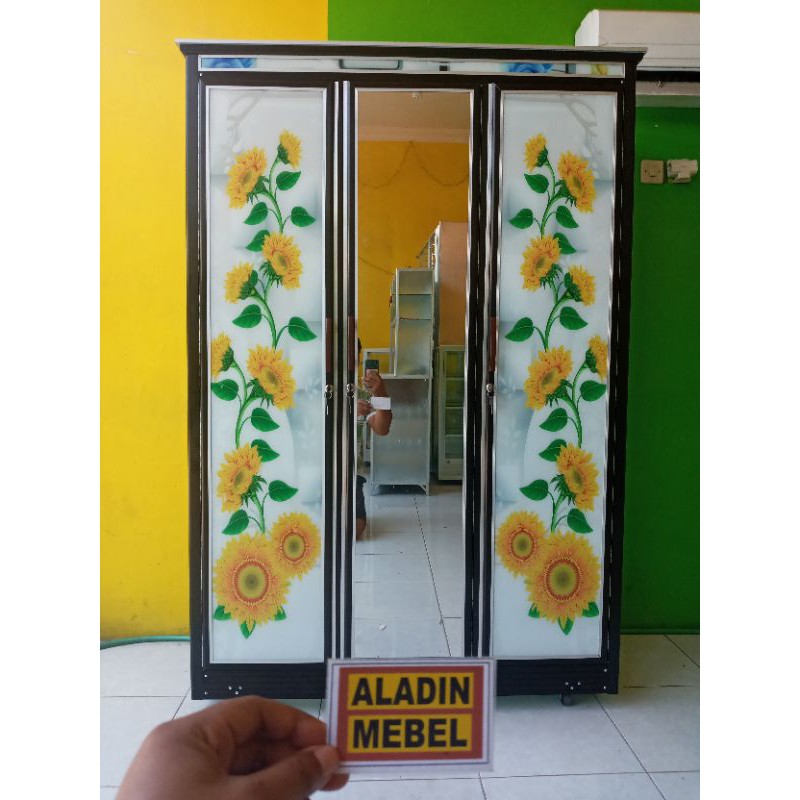 Almari Baju Pintu 3 Kaca Printing