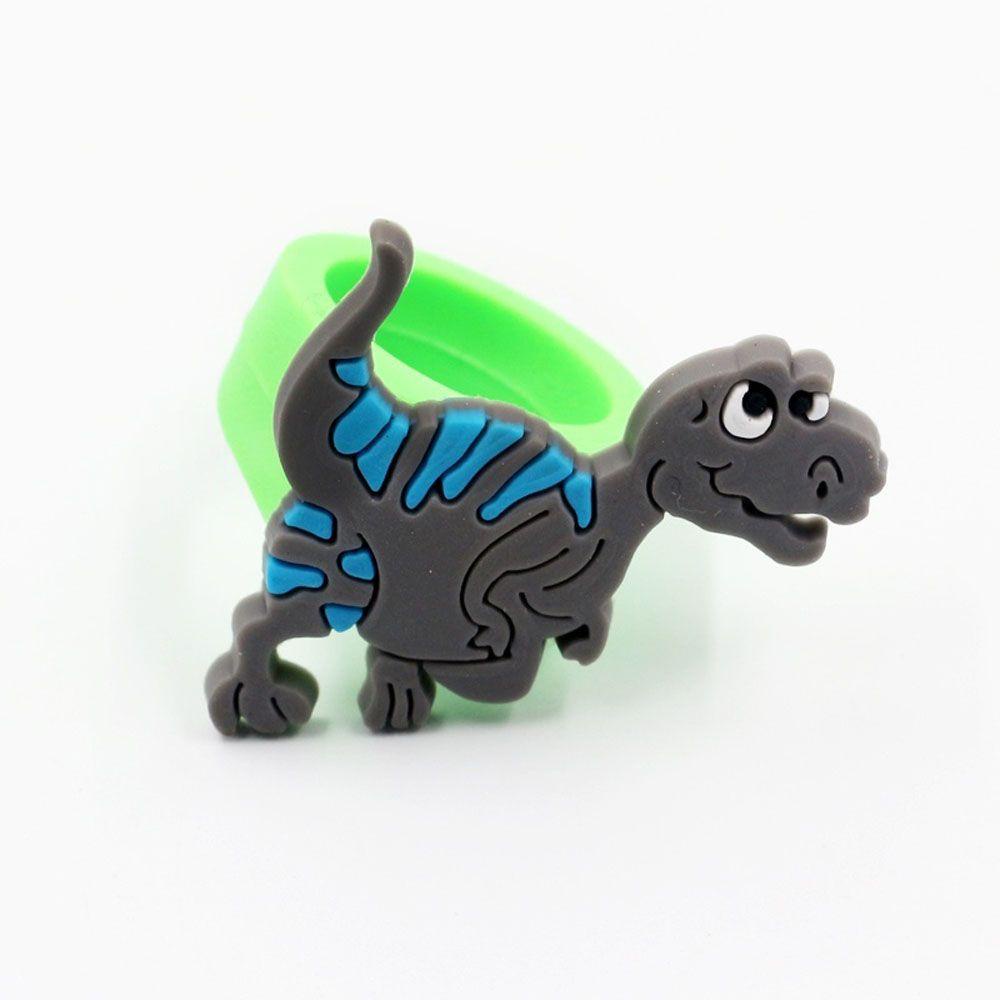 Needway Cincin Dinosaurus Fleksibel PVC Kartun Lucu Lembut Aksesoris Fashion