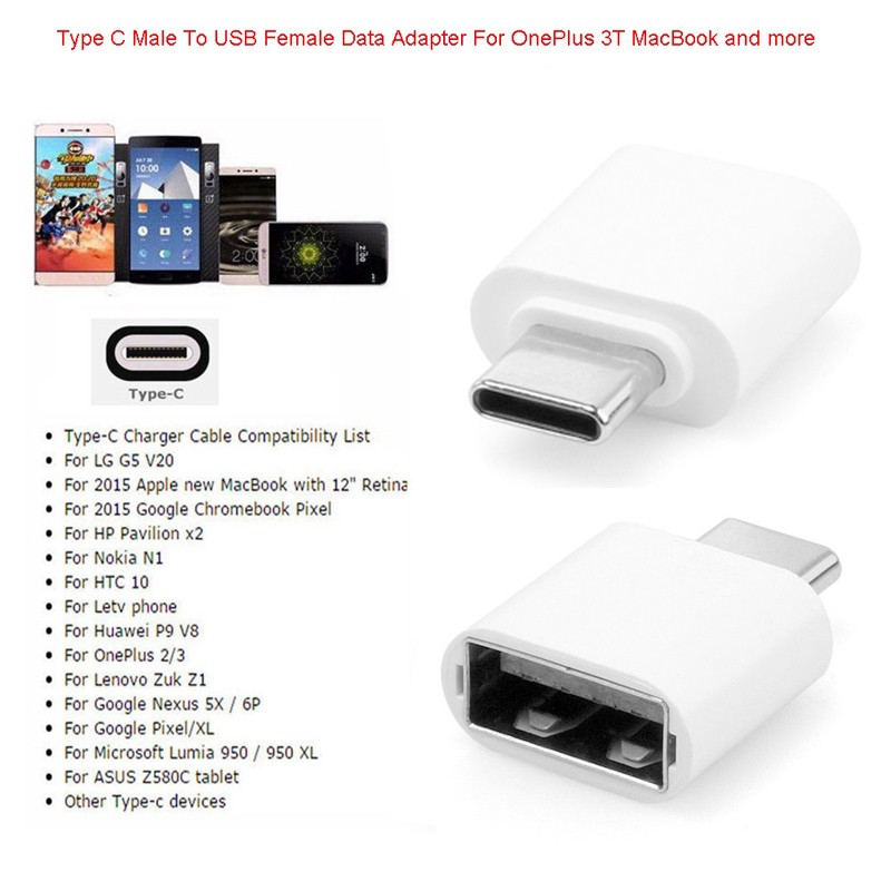 【100% ORI】Adapter OTG USB3.1 Tipe-C Male Ke USB Female Untuk OnePlus 3T / MacBook