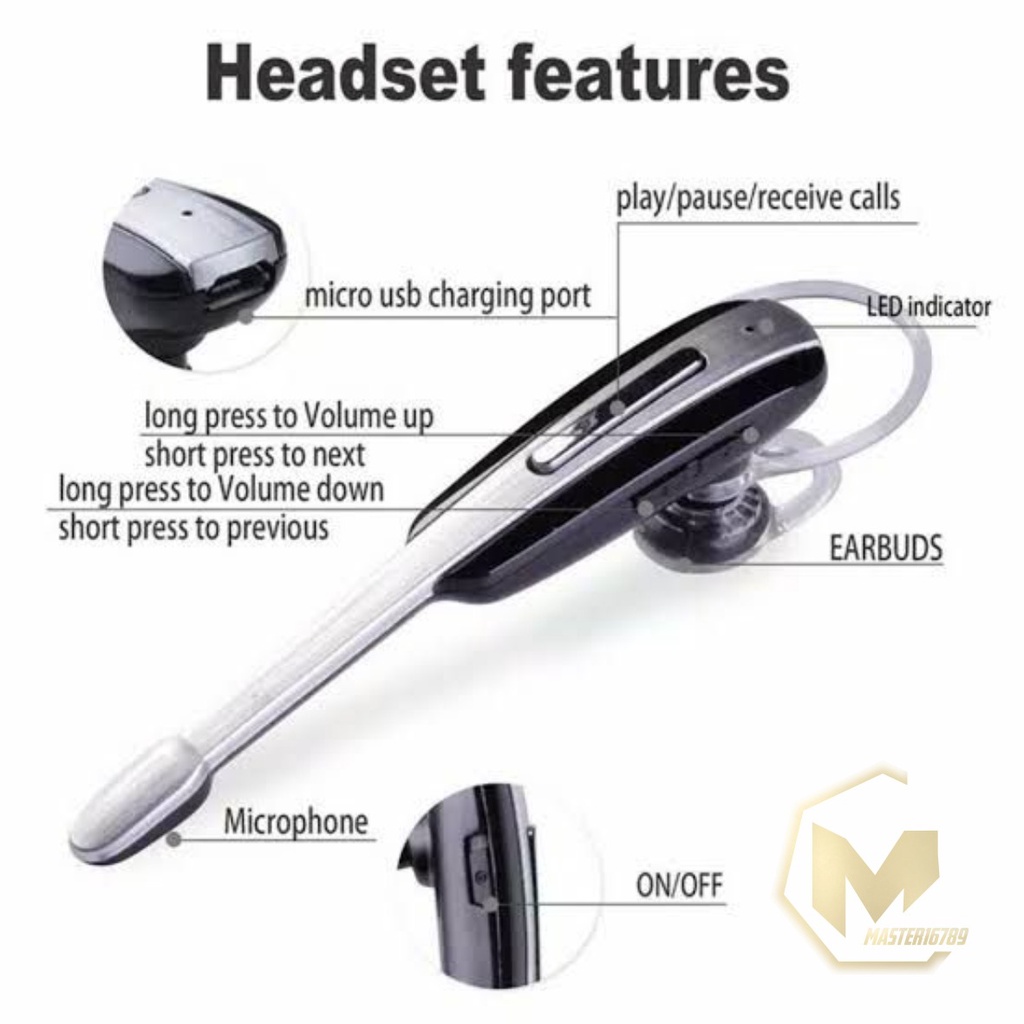 Handsfree earphone Headset Hf Bluetooth ORIGINAL HM1000 suara bagus baterai awet bisa oppo Samsung vivo xioami realme iPhone MA2387