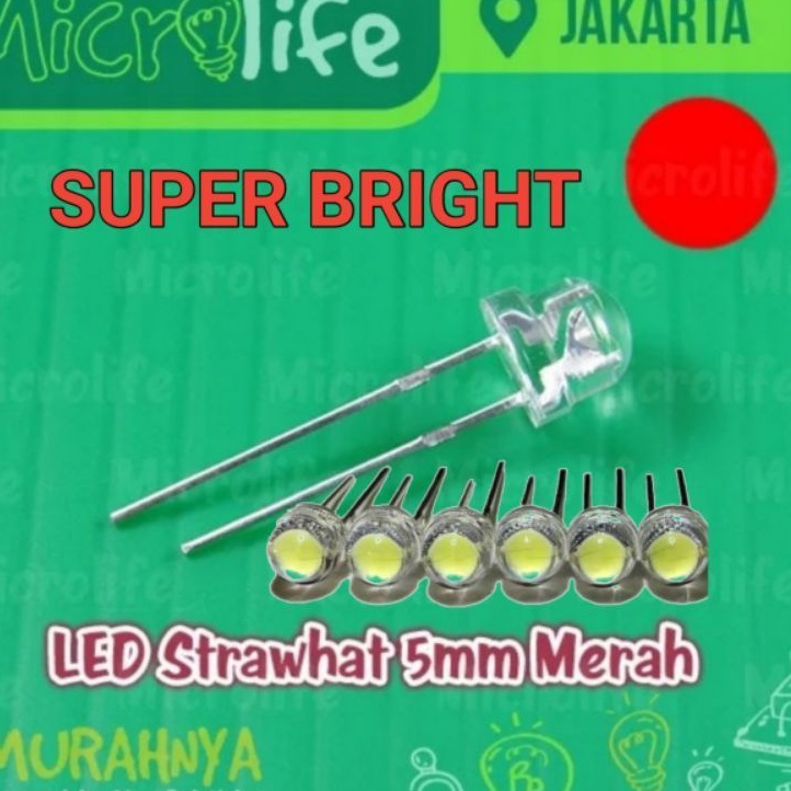 lampu led super bright merah 5mm strawhat lampu strawhat 5mm merah terang led kecil 5mili super tera