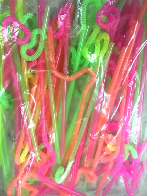 Sedotan Ulir Funky warna warni isi 50 pcs