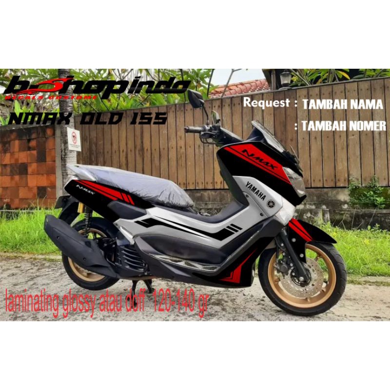 Stiker Decals NMAX Old Motif Simple elegan merah