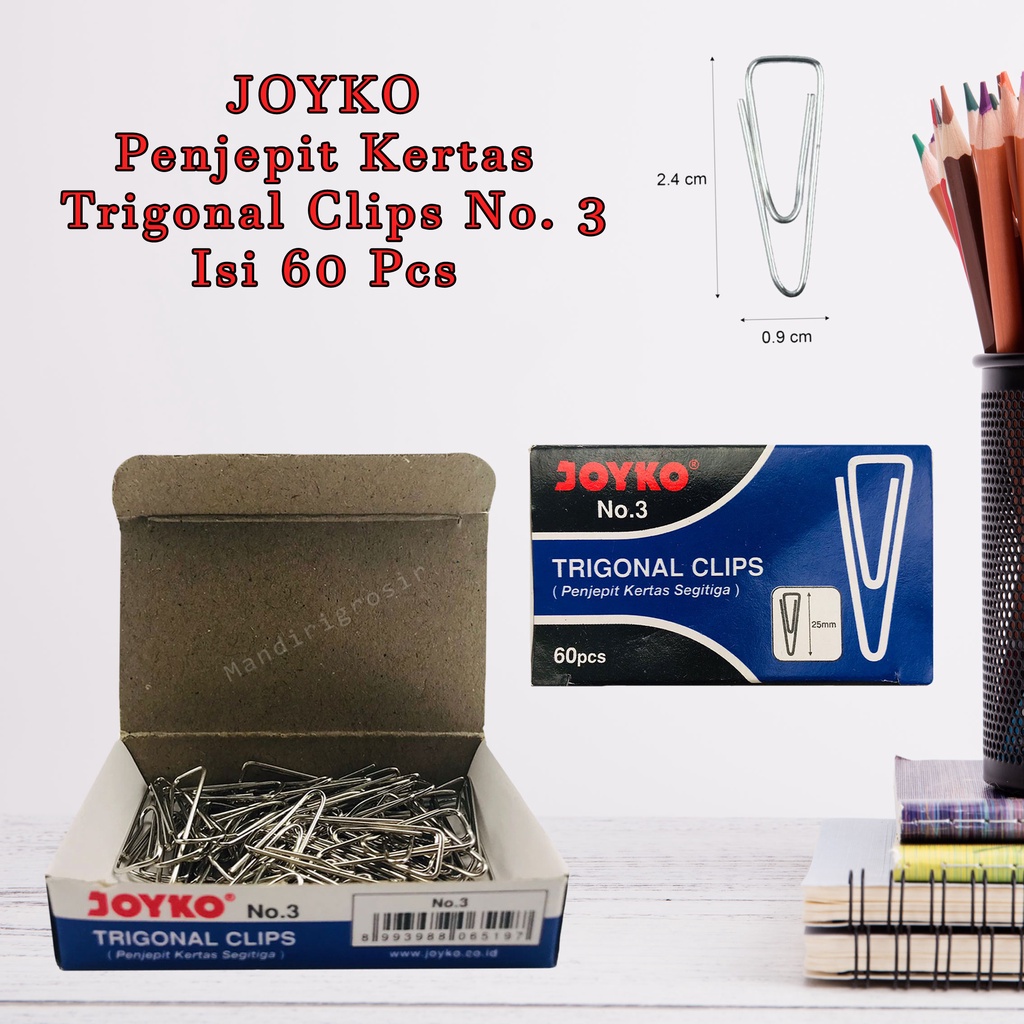 Penjepit Kertas * JOYKO * Kertas Klip * Trigonal Clips * No. 3 * 60 Pcs