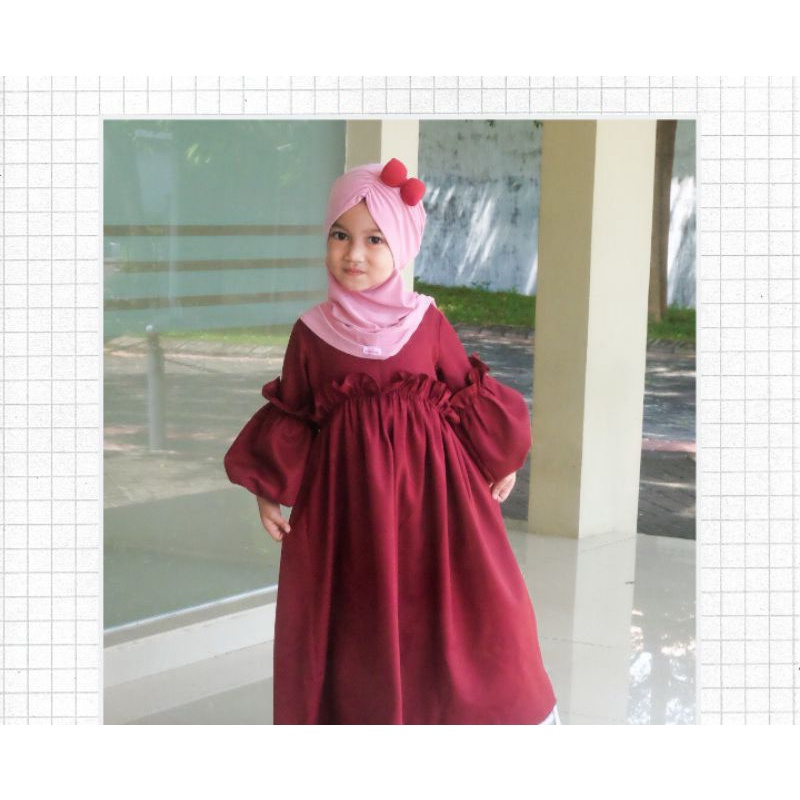 Gamis anak model terbaru &amp; terlaris/Crinkel Air flow dengan tangan balon nyaman di pakai M L XL