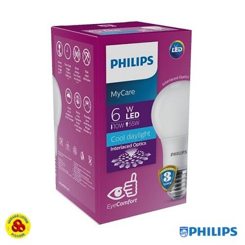 PHILIPS Lampu LED MyCare 6W Putih Bohlam LED Bulb My Care 6 Watt CDL