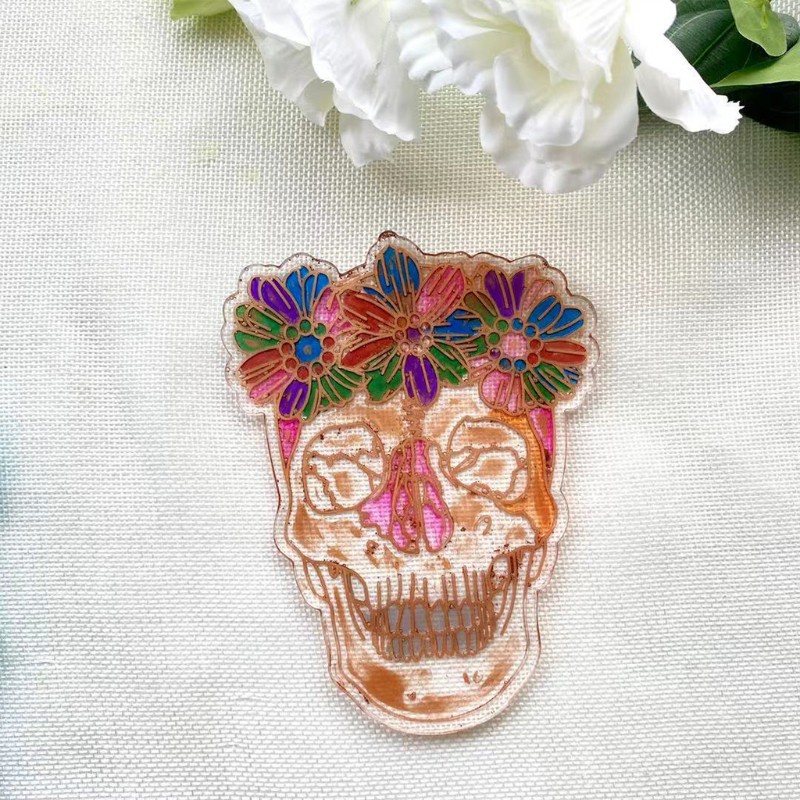 Glitter DIY Crafts Female Skull Coaster Epoxy Resin Mold Cup Mat Casting Silicone Mould