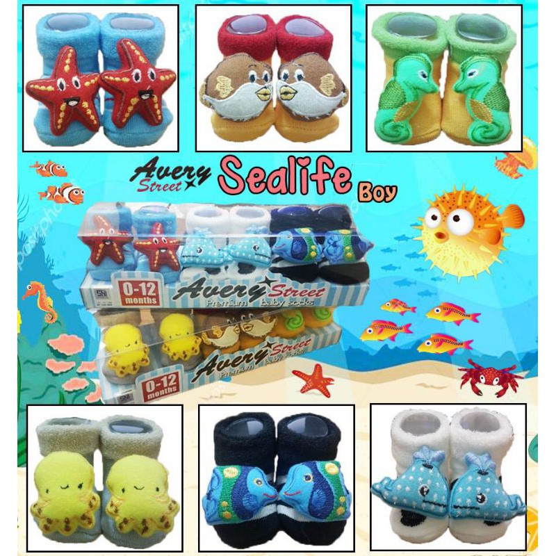 1 box(3psng)_kaos kaki Avery boneka size 0-12 bulan/perlengkapan bayi/kaos kaki bayi boneka/kk avery