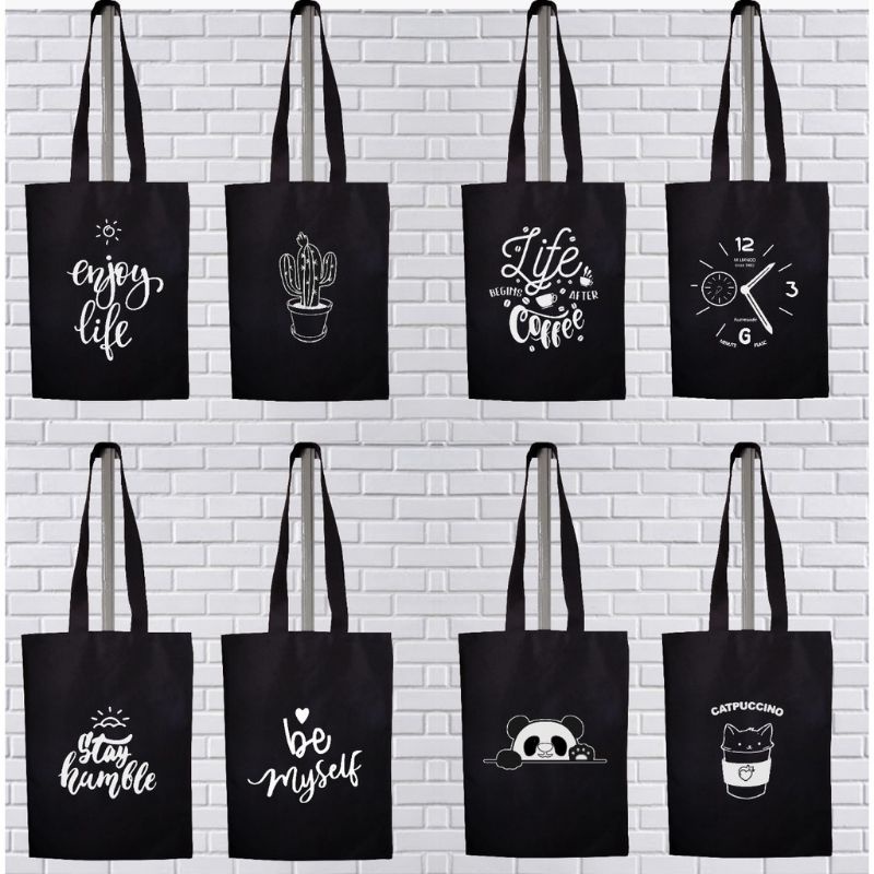 TOTEBAG HITAM LUCU PEREKAT KPOP