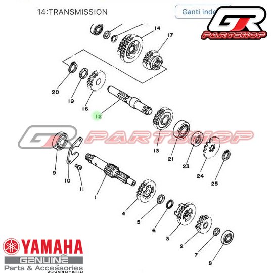 as gear depan f1zr alfa force1 ori ygp fizr fiz f1z r f1 forceone 1 one gir axle drive original yamaha