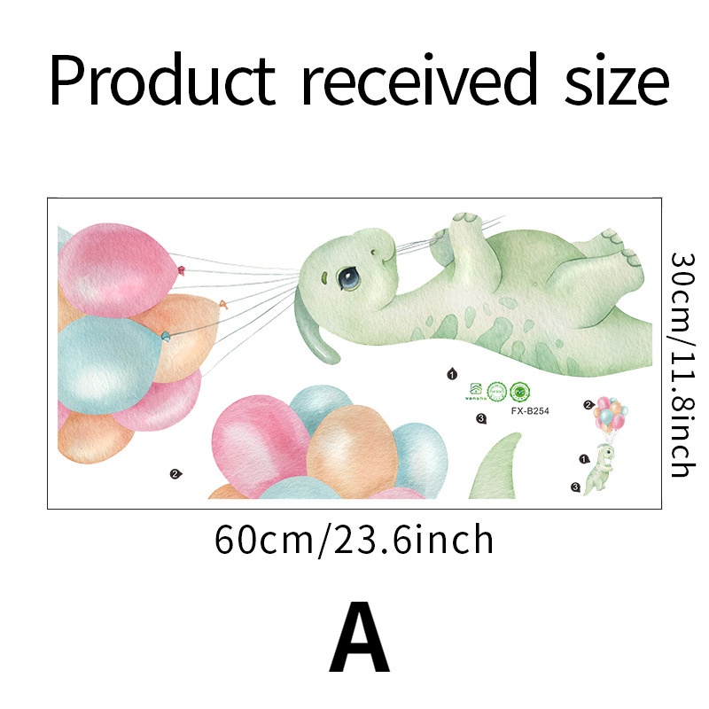 1 Set Stiker Dinding Desain Kartun Dinosaurus Balon Untuk Dekorasi Kamar Anak