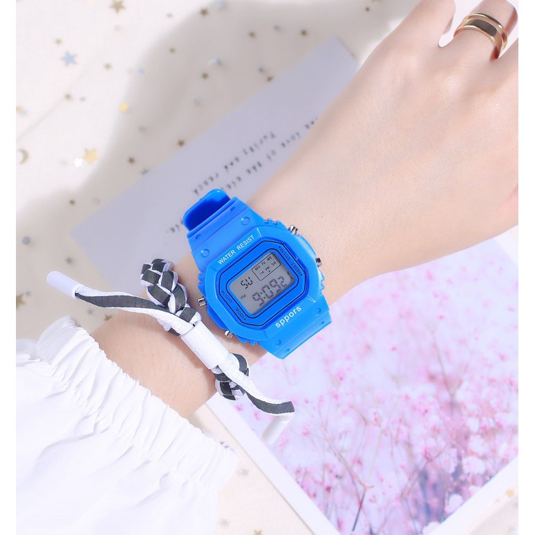 COD JAM TANGAN RUBBER DIGITAL SEGI JAM WANITA MURAH KARET SPORT LED JAM COUPLE JAM PRIA RRNS J-008