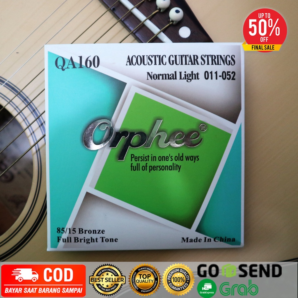 Senar Gitar Akustik 011 String Guitar Super Light Orphee QA160