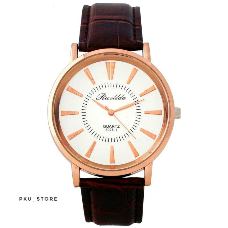 JAM TANGAN KULIT ANALOG FASHION WANITA TAHAN AIR RLD ORIGINAL