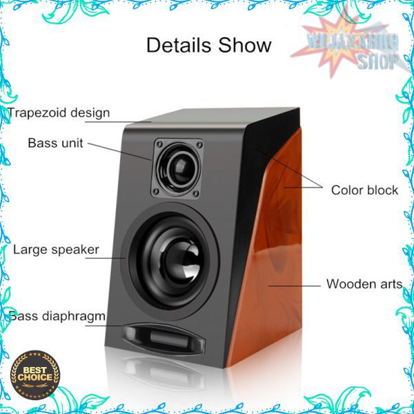 First Eye 950 HiFi Desktop Multimedia Stereo Speaker 2.0 Channel - Black/Brown ELC11