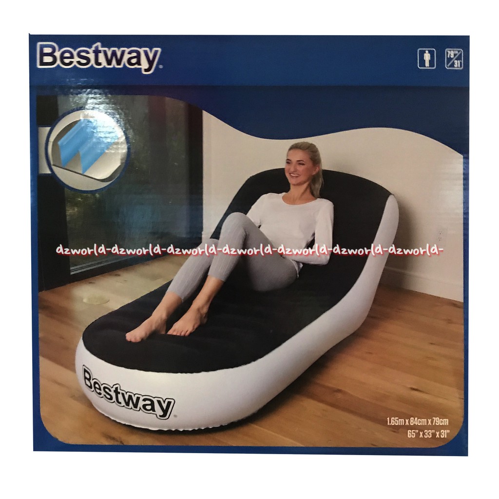 Bestway Kursi Tidur Santai Hitam Sofa Pompa Balon Bludru Black