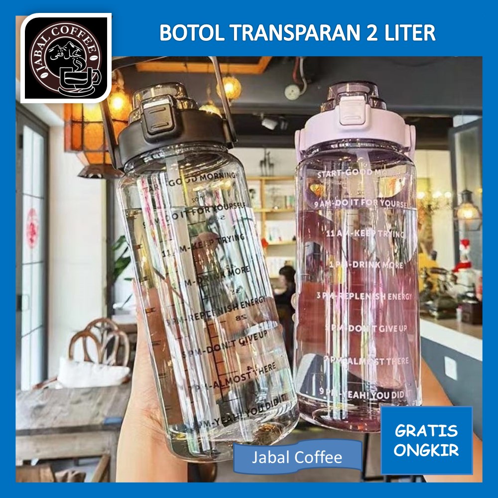 Botol Minum Motivasi Viral Free Stiker / Botol Viral Transparan 2 Liter / Botol Minum Anak