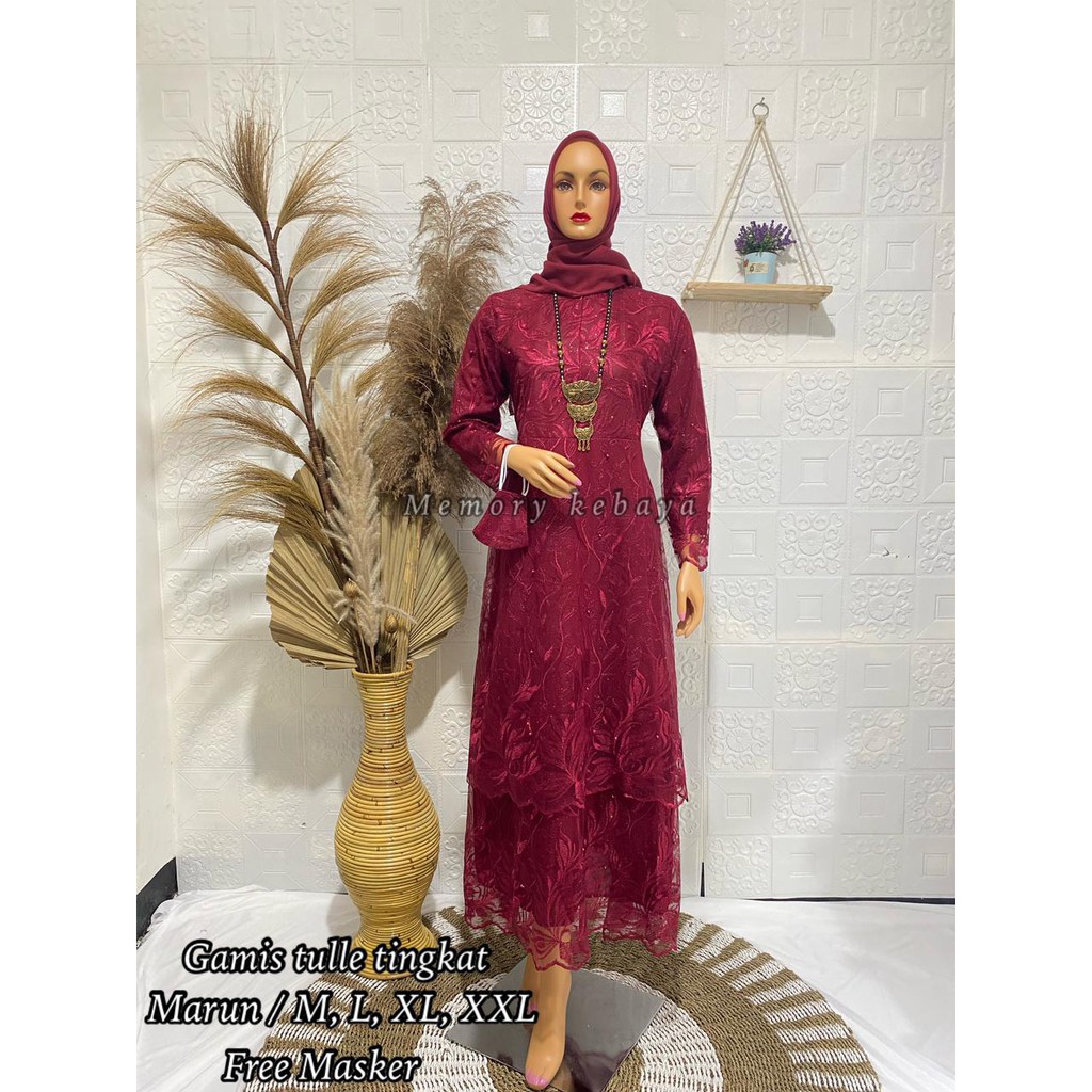 Gamis Tingkat Memori / Kebaya Modern / Gamis Brukat / Dress Kondangan / Gamis Busui / Kebaya Gamis