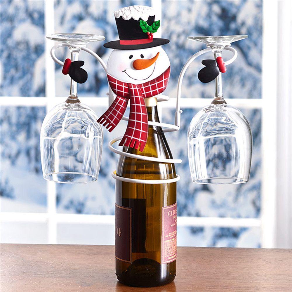 Solighter Tempat Gelas Wine Dapur Rumah Snowman Meja Rak Penyimpanan Goblet Holder