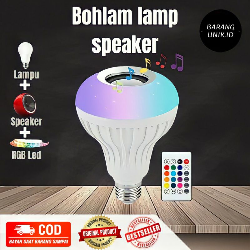 Lampu Bohlam LED RGB Musik Speaker Bluetooth Lampu Hias Warna Warni Dinding Gantung Ruang Tamu