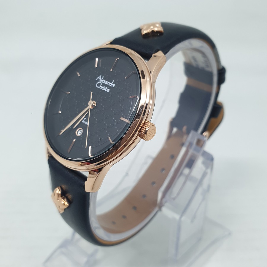 Alexandre Christie Ac 2777 Rosegold Black, Jam Tangan Wanita, Original