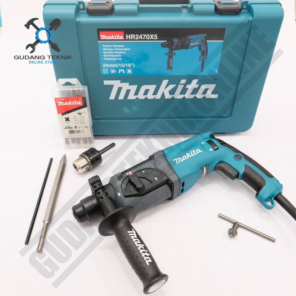 Rotary Hammer Makita HR2470X5 - Bor Bobok Beton Hammer Drill HR 2470 - Rotary Hammer SDS